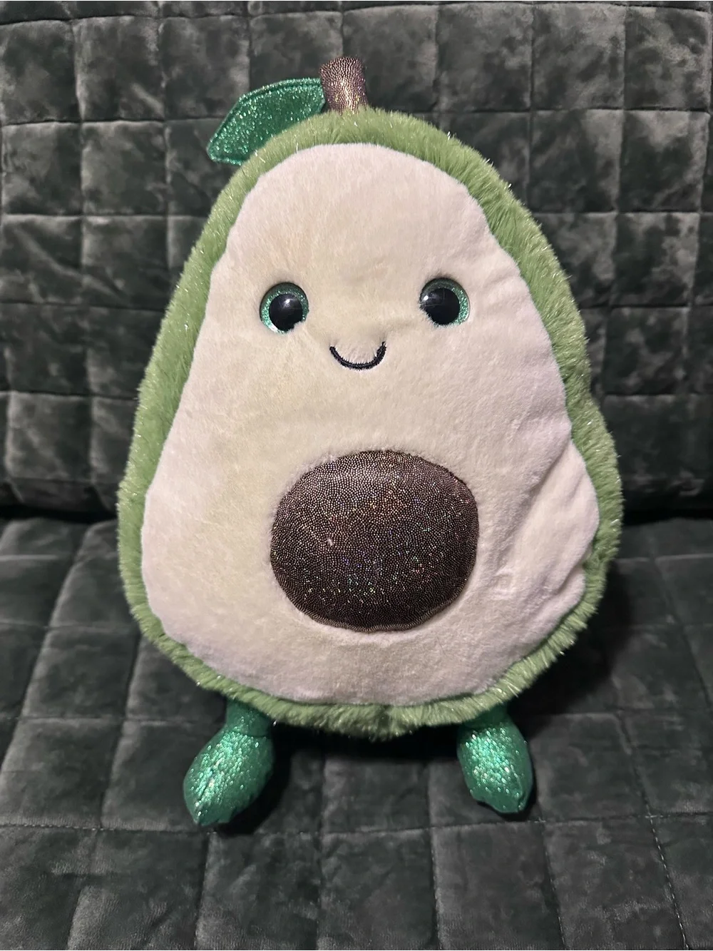 FAO Schwarz Green and Cream Sparkle-Brown Avocado Plush